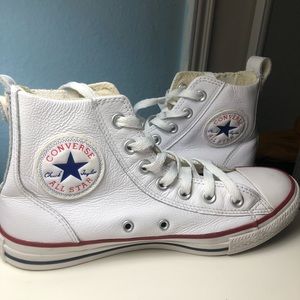White Leather High Top Converse W7/M5